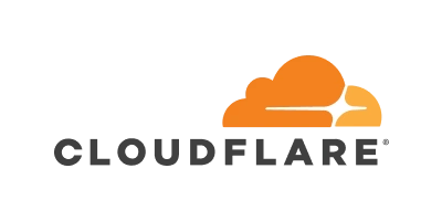 The Cloudflare logo featuring an orange cloud with a white sparkle, above the word "CLOUDFLARE" in bold black uppercase letters.