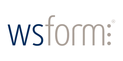 The image shows the word "wsform" in a stylized, modern font with the letters "ws" in dark blue and the rest of the letters in gray. The text appears on a transparent background.