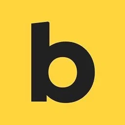 A bold, lowercase black letter "b" on a solid yellow background.