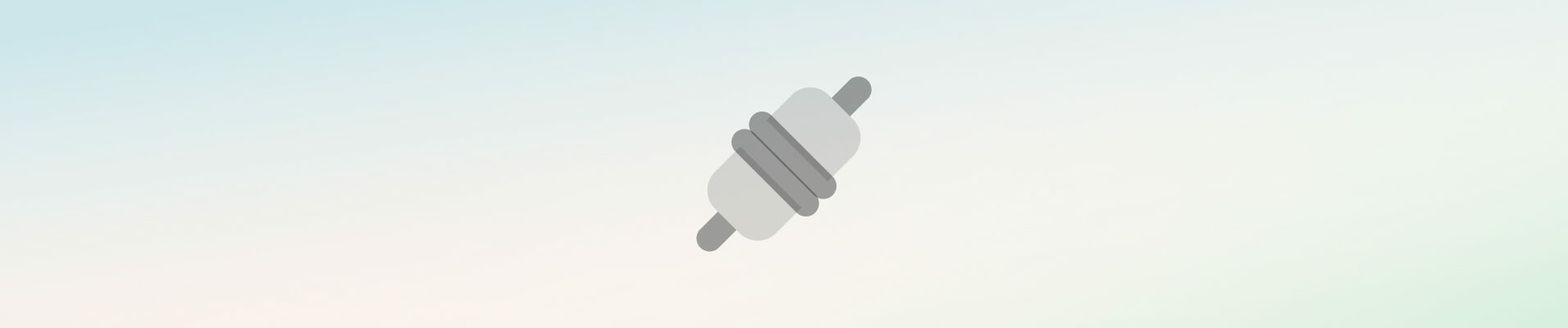 A simple black icon of a ladybug with two dots on its back, set against a light, gradient background.